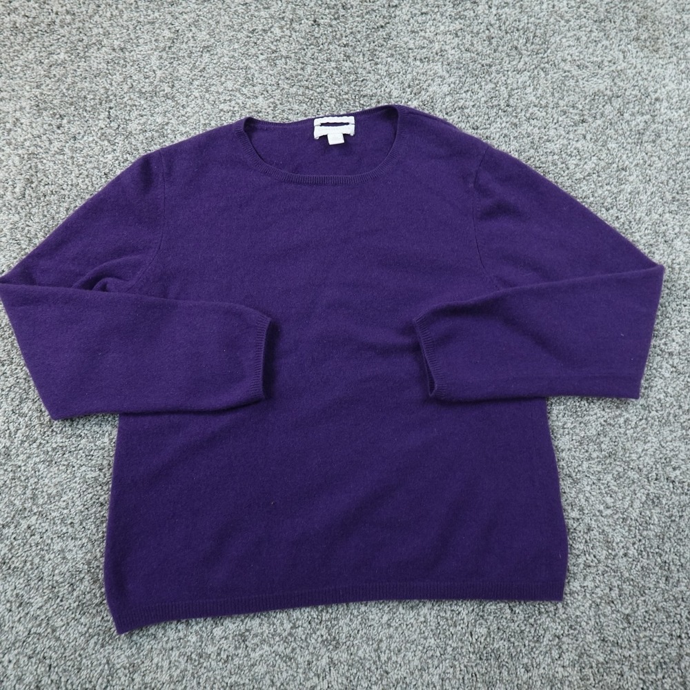 Charter Club Sweater Womens L Purple Blue Cashmere Crewneck Pullover Soft Warm
